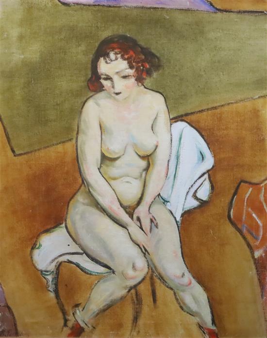 Roger Bertin (French, 1915-2003) Seated female nude 23.5 x 19.5in.